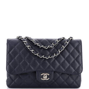 Chanel Jumbo Vintage Classic Single Flap Bag Quilted Caviar